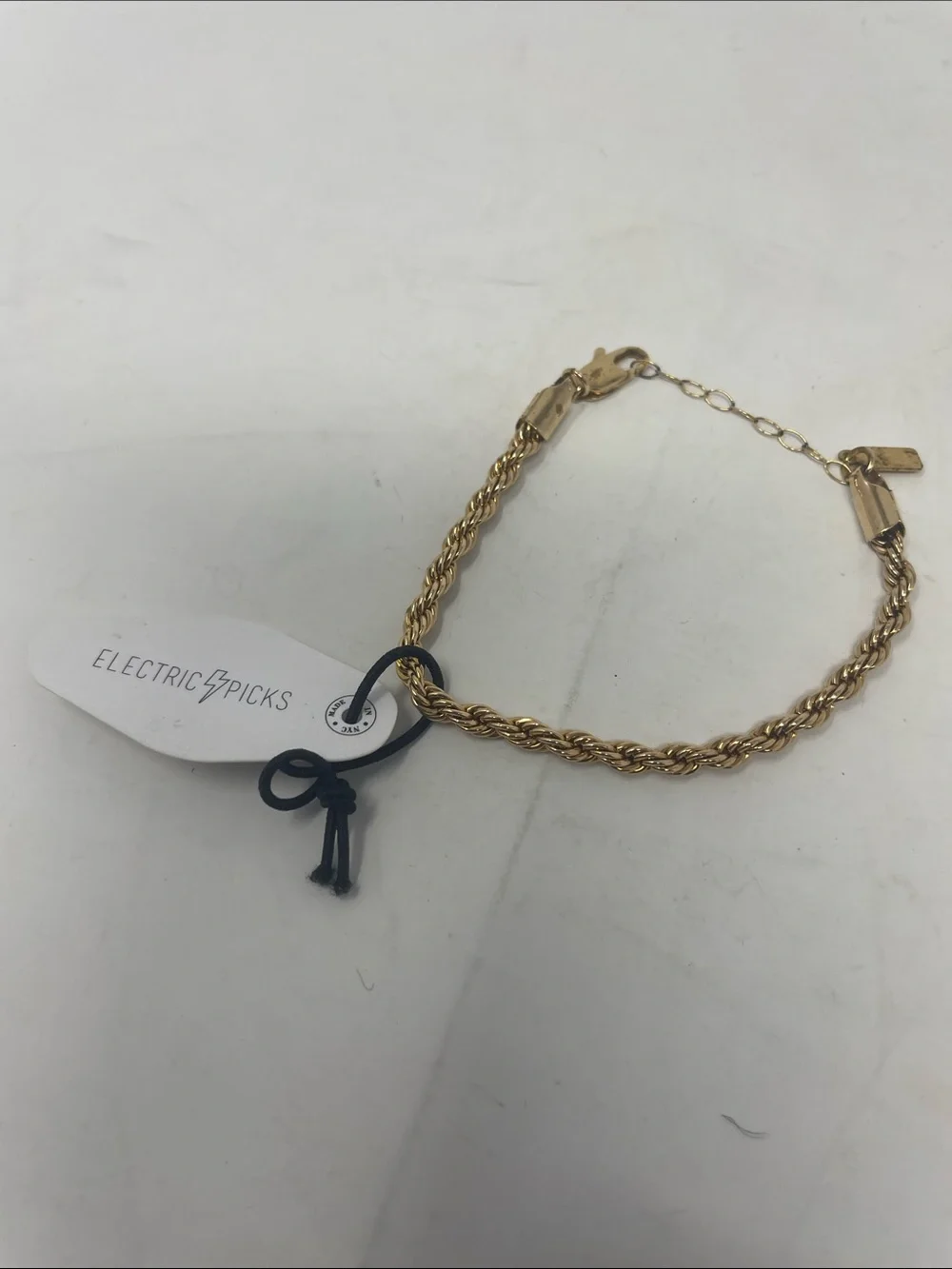 Electric Picks Gold Rope Chain Bracelet Brand New W/Tags